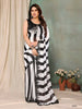 Aafreen Partywear Designer Balck & White Georgette Fancy Saree