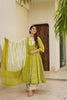 Aayaa Designer Printed Muslin Suit - Parrot yellow