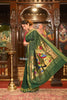Very Much Indian Authentic Handloom Pure Cotton Paithani with Handcrafted Parrot Pallu - Forest Green