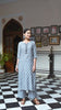 Aayaa Pure Muslin printed Kurti & Pant - Grey sky