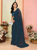 Aafreen Partywear Designer Bottle Green Georgette Fancy Saree