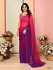 Aafreen Partywear Designer Dark pink & Purple Georgette Fancy Saree