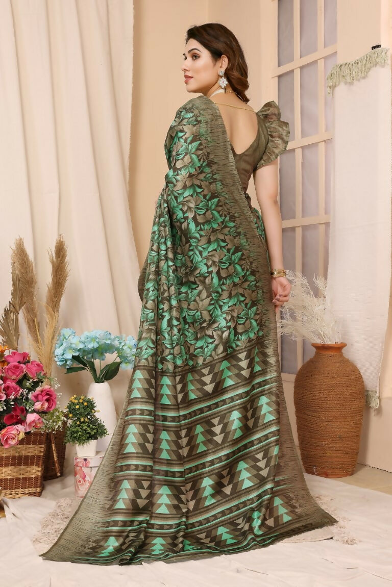 Aafreen Partywear Designer Green Khadi Fancy Saree - Distacart::38457979994271