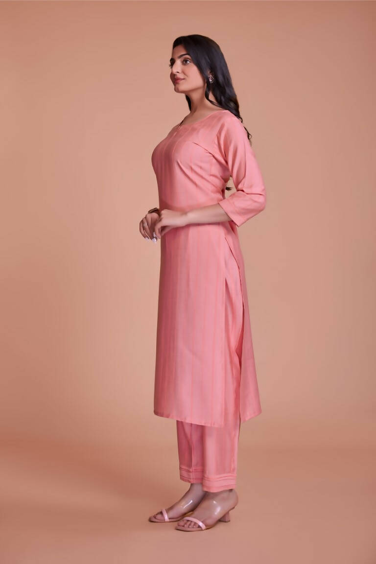 Aastha Fashion Women's Baby Pink Viscose Solid Kurti with Bottom - Distacart::37439772000415