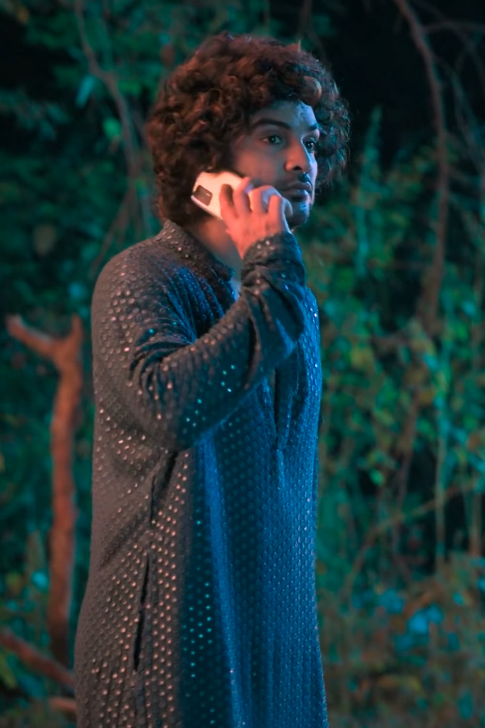 Teal Blue Mirror Designer Men's Kurta by Hilo Designs - Distacart::36412901392543