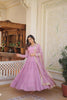 Aastha Fashion Women's Lavender Faux Georgette Sequins Embroidered Anarkali Dress with Dupatta