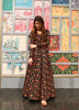 Aastha Fashion Women's Brown Cotton Silk Digital Printed Anarkali Dress