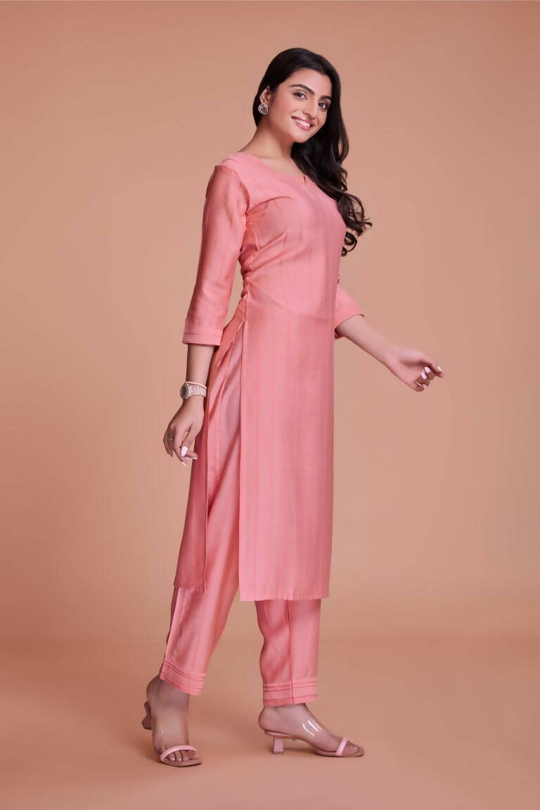 Aastha Fashion Women's Baby Pink Viscose Solid Kurti with Bottom - Distacart::37439771934879