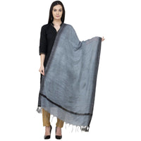Thumbnail for A R Silk Black Temple border Regular Dupatta Color Gray Dupatta or Chunni::60266225467551